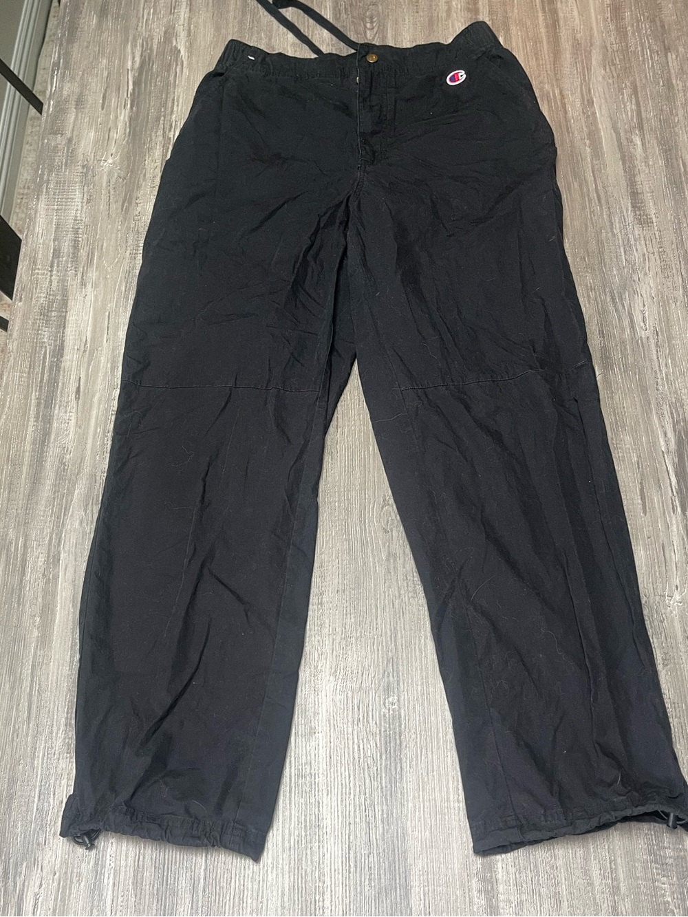 Unisex Champion Black Relaxed Drawstring Pants with Logo